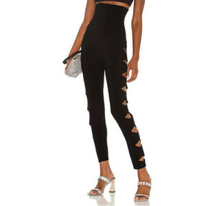 Norma Kamali Black High Waist Cutout Alligator Leggings NEW